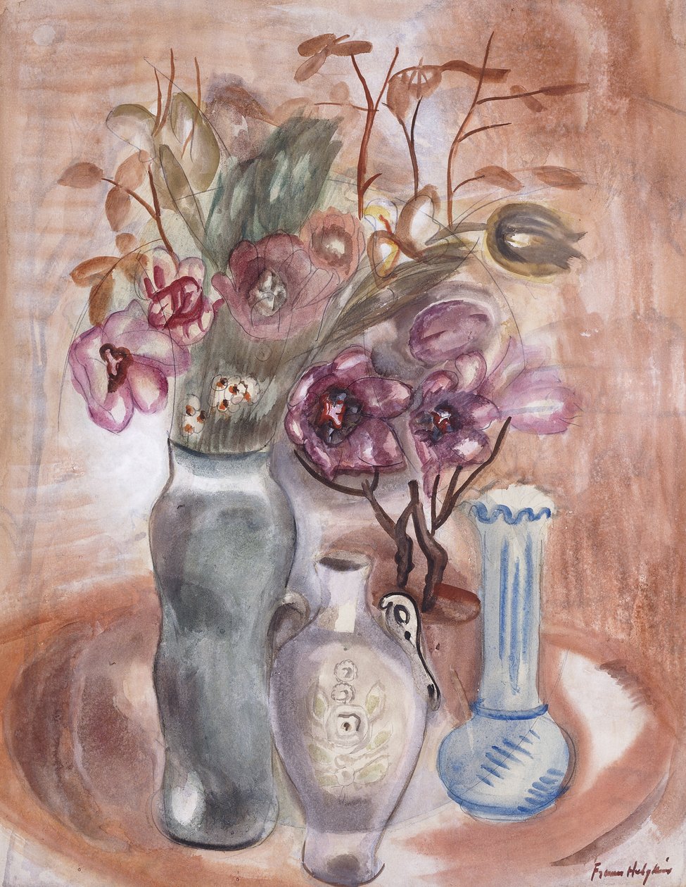Çiçekler ve Vazolarla Natürmort by Frances Hodgkins
