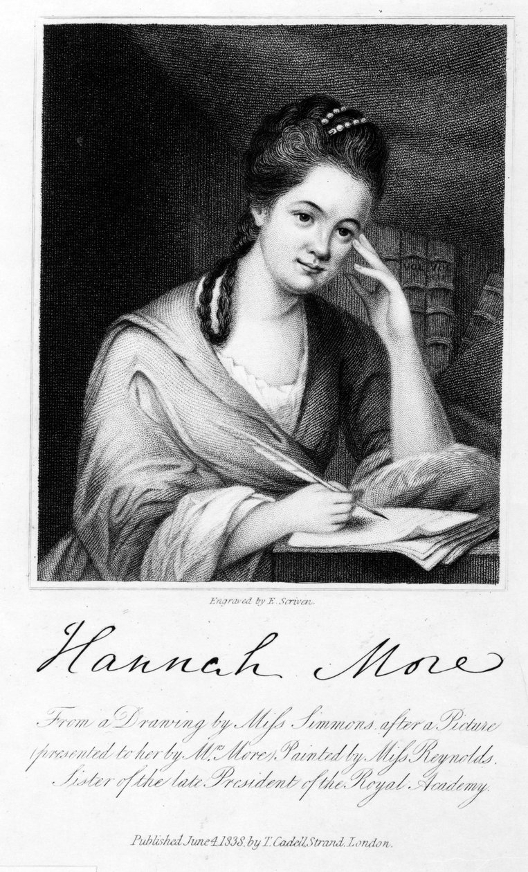 Hannah More, Edward Scriven tarafından oyulmuş, 1838 (gravür) by Frances Reynolds