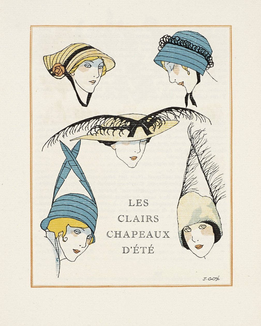 Les Clair Chapeaux dete, pub. 1914 (kalıp baskısı) by Francesc Xavier Gosé