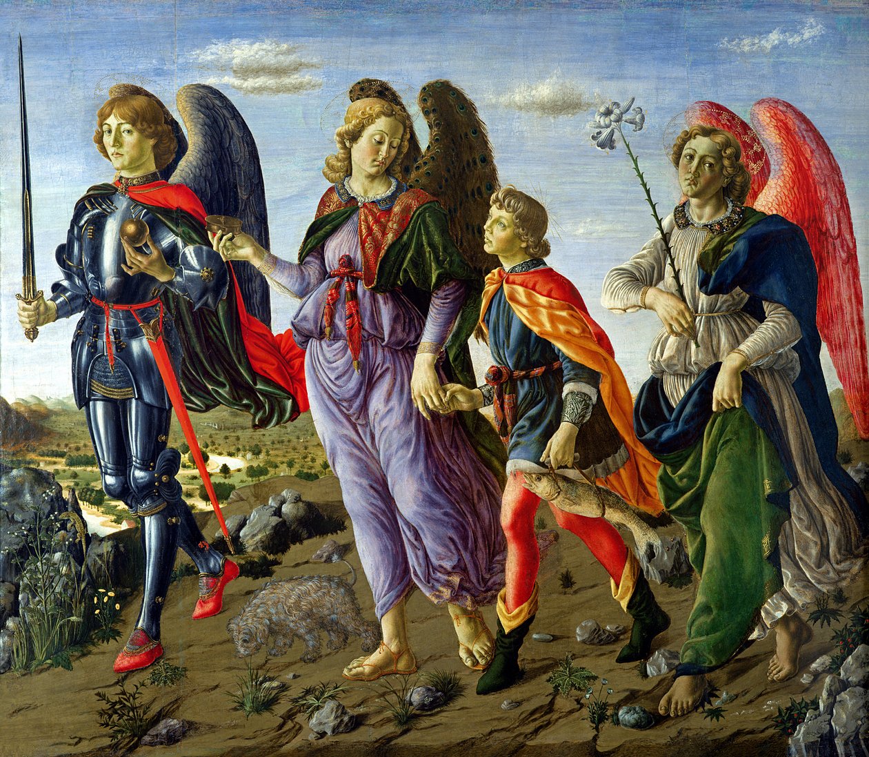 Üç Başmelek ve Tobias (panelde mizaç) by Francesco Botticini