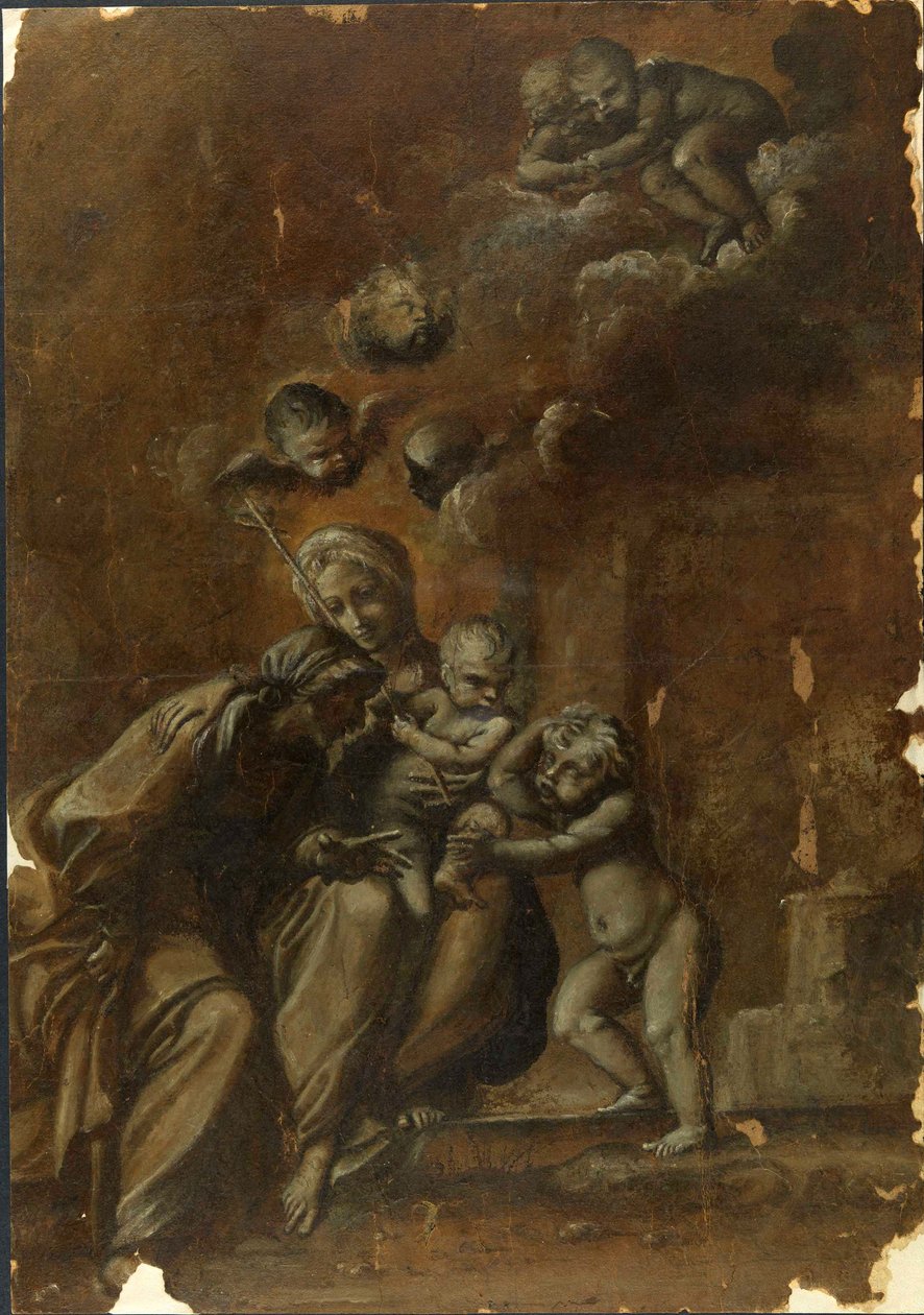 Aziz John ve Aziz Anne ile Bakire ve Çocuk by Francesco Brizio