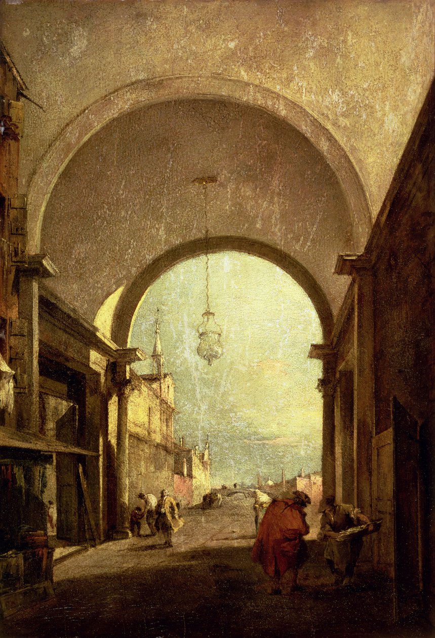 ಸಿಟಿ ವ್ಯೂ, 1775-80 (ಪ್ಯಾನಲ್) ಟರ್ಕ್ by Francesco Guardi