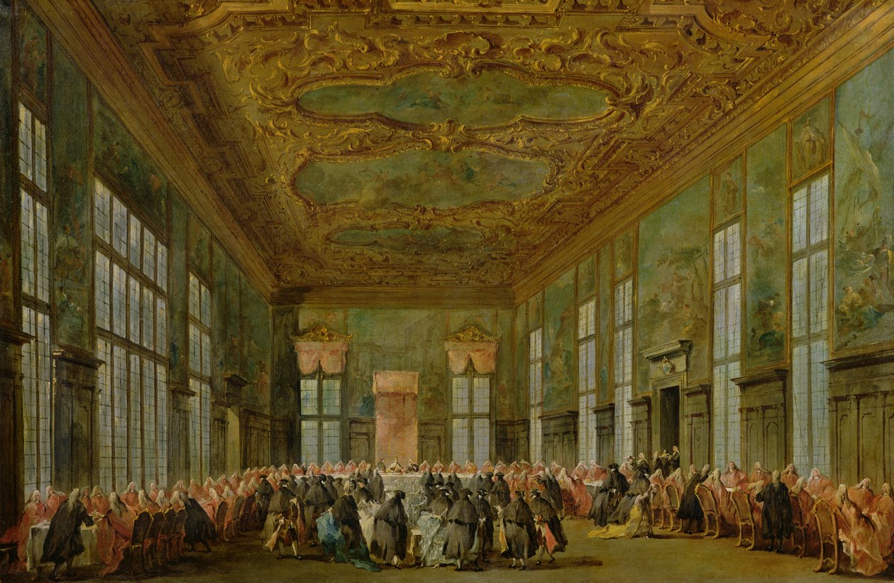 Doge Alvise Mocenigo IV (1701-78) Büyükelçilere Ziyafet Veriyor, 1776-78 by Francesco Guardi