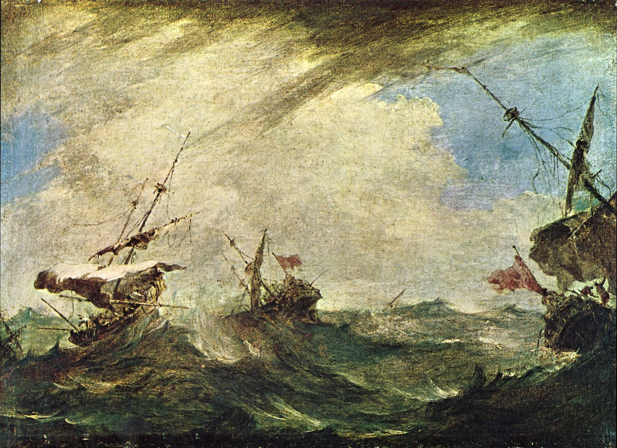 Deniz fırtınasında gemiler by Francesco Guardi