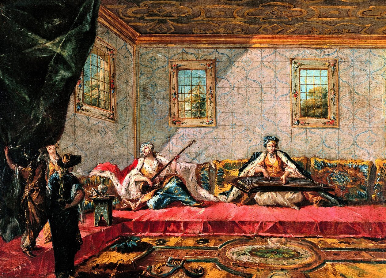 Haremde Müzik Çalan İki Odalık by Francesco Guardi