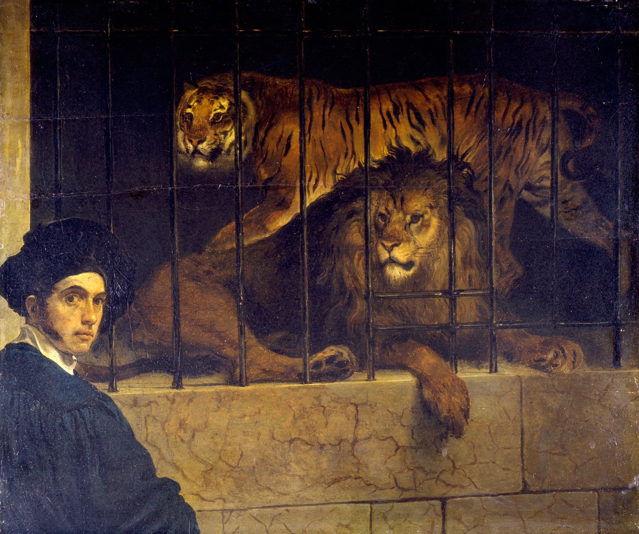 Kaplan ve Aslan ile otoportre by Francesco Hayez