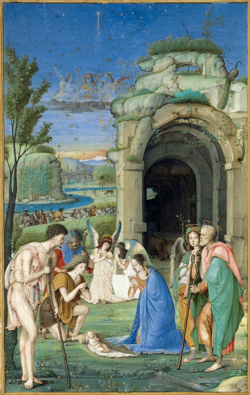 Çobanların Hayranlığı, c.1500 (parşömen üzerine tempera ve altın) by Francesco Marmitta