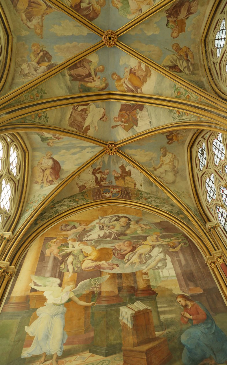 Manastırın Rayonnant şapelinin tonozları, Rönesans resimleriyle, 13.-16. yüzyıl by Francesco Primaticcio