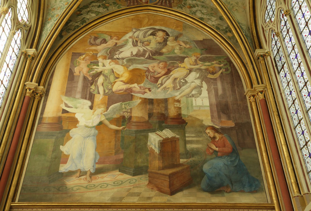 Duyuru ile Manastırın Rayonnant şapelinin Batı Duvarı, 16. 19. yüzyıl by Francesco Primaticcio