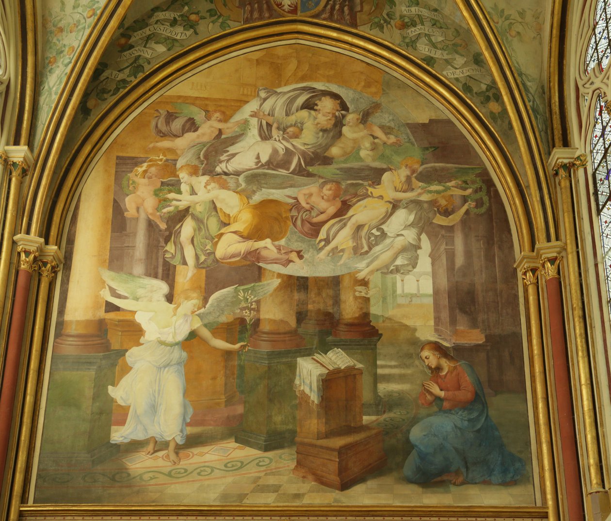 Duyuru ile Manastırın Rayonnant şapelinin Batı Duvarı, 16. 19. yüzyıl by Francesco Primaticcio