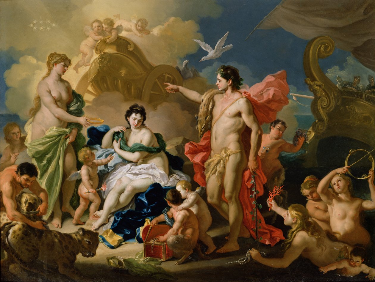 Bacchus ve Ariadne (bakır üzerine yağ) by Francesco Solimena