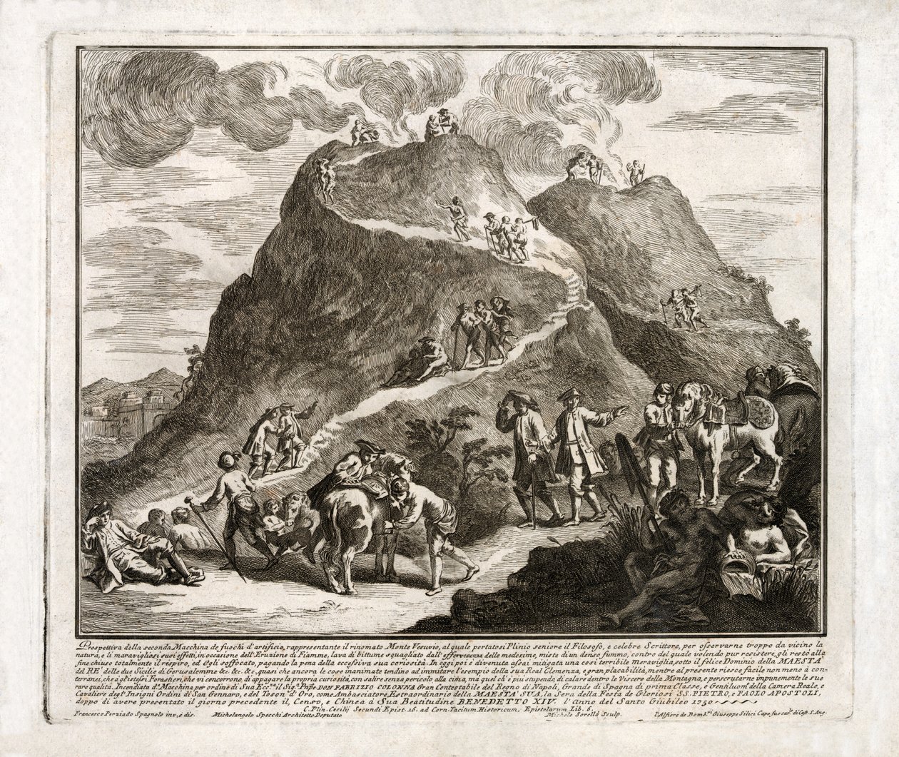 Perspective of the second eruption of Vesuvius, published 1750  by Francesco Spagnolo Perziado