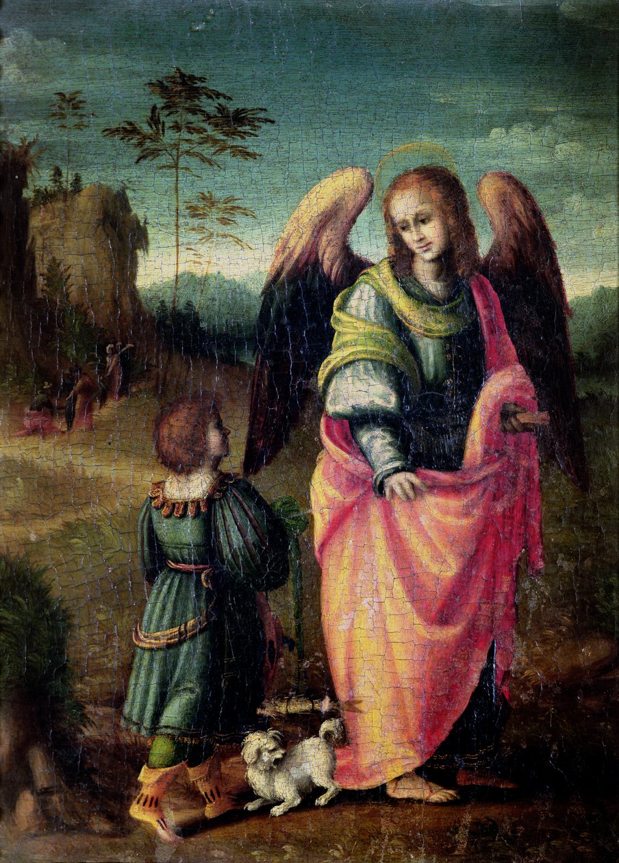Tobias ve Melek (panel) by Francesco Ubertini Verdi Bachiacca