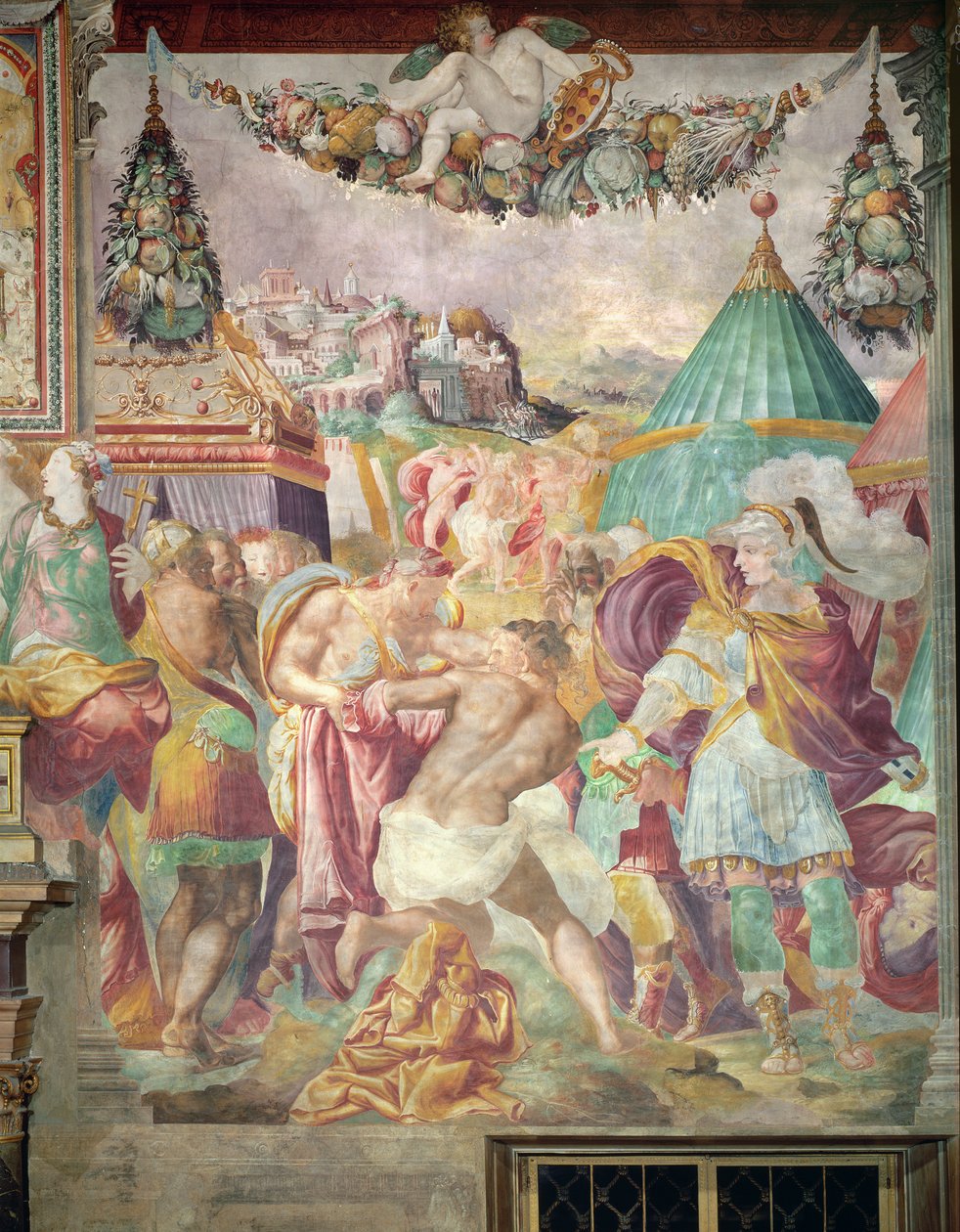 Marcus Furius Camillus (447-365 BC) punishing the master of Falerii in 394 BC, from the Sala dell