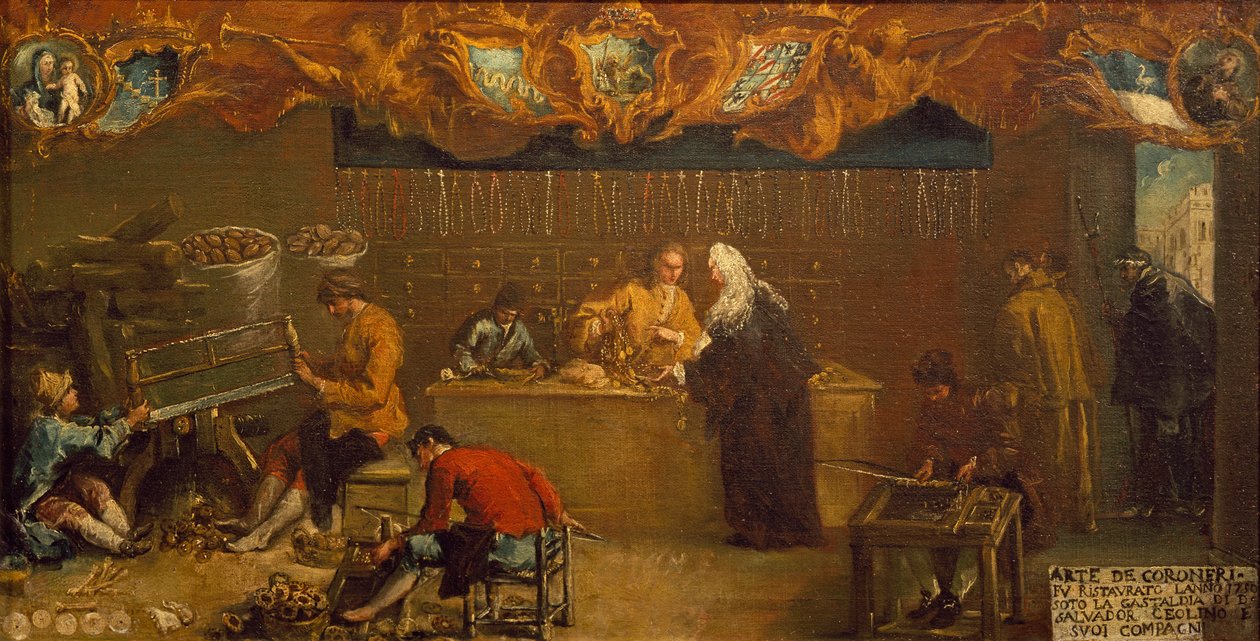 Arte dei Coroneri, c.1750 (tuval üzerine yağlı boya) by Francesco (attr. to) Guardi