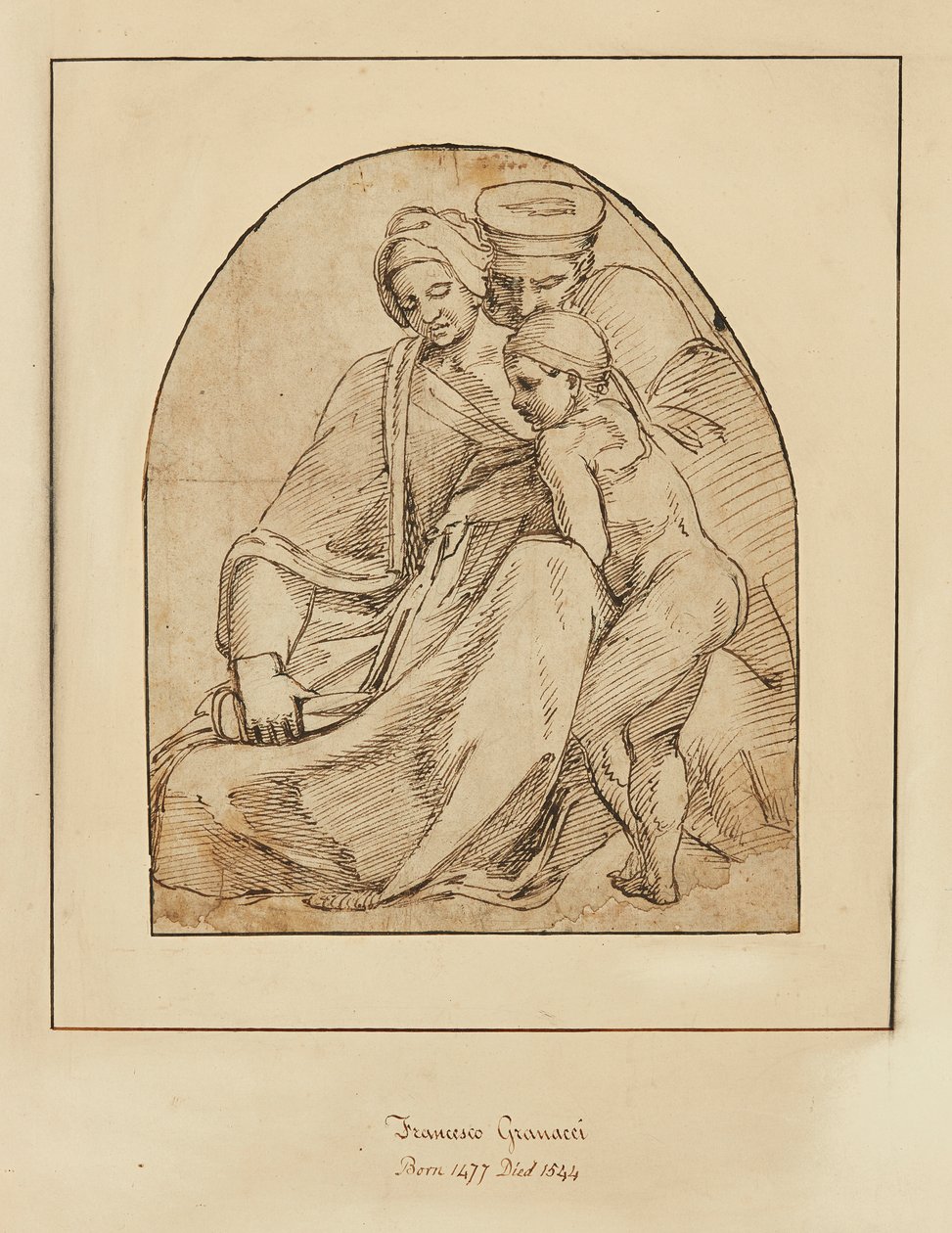 Bir Aile Grubu Okuması (mürekkep) by Francesco (manner of) Granacci