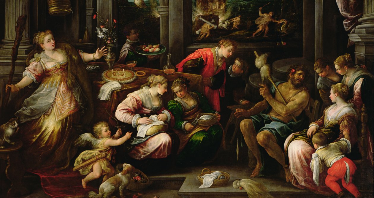 Herkül ve Omphale, Lidya Kraliçesi, 1587 by Francesco Bassano