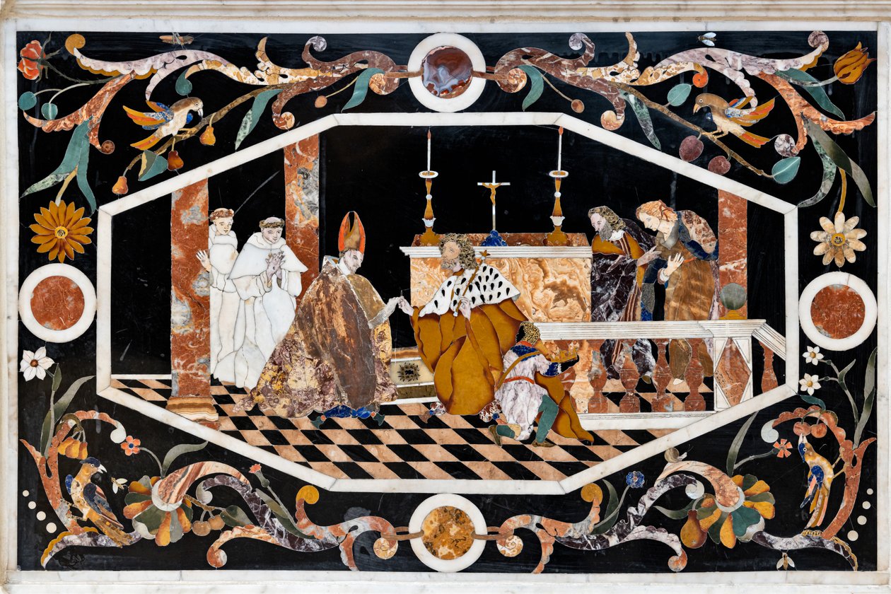 Görkemli bir mermer tabernacle ile tepesinde iki masa ile donatılmış ana sunak, detay by Francesco Antonio Corbarelli
