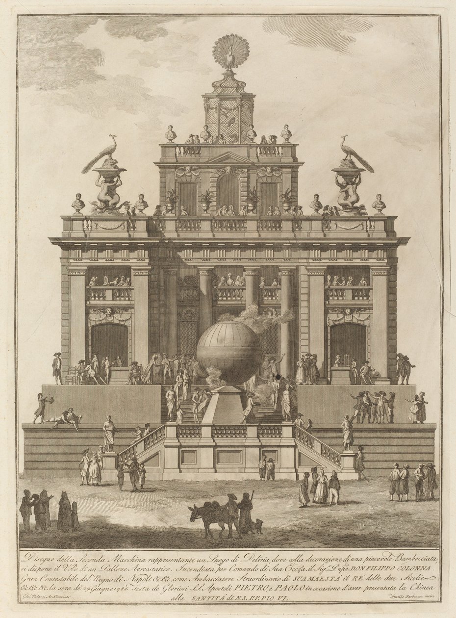 Çin Festivali, 1785 için Hava Balonlu Bir Zevk Yeri. by Francesco Barbazza