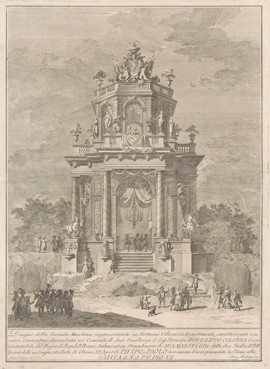 1782 Çini için Seconda Macchina: Geceleri Bir Kırsal Festival by Francesco Barbazza, after Giuseppe Palazzi