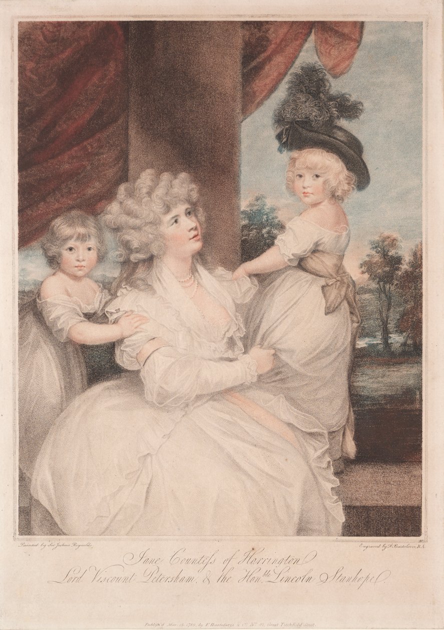 Jane, Harrington Kontesi ve Çocukları by Francesco Bartolozzi