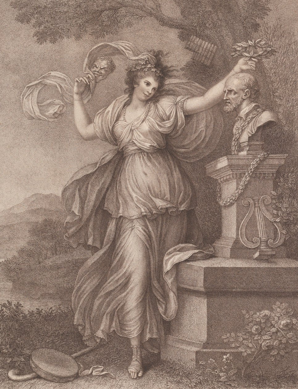 Bayan Abington, Thalia rolünde, 20 Ağustos 1783. by Francesco Bartolozzi