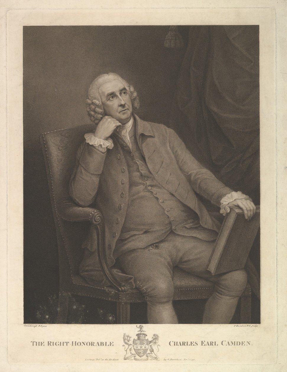 Çok Saygıdeğer Charles Pratt, 1 Earl Camden, Lord Chancellor, 1795. by Francesco Bartolozzi