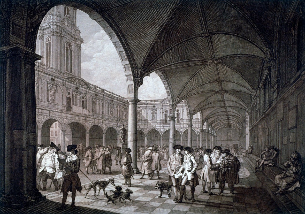 Tüccarlar ve komisyoncularla Royal Exchange