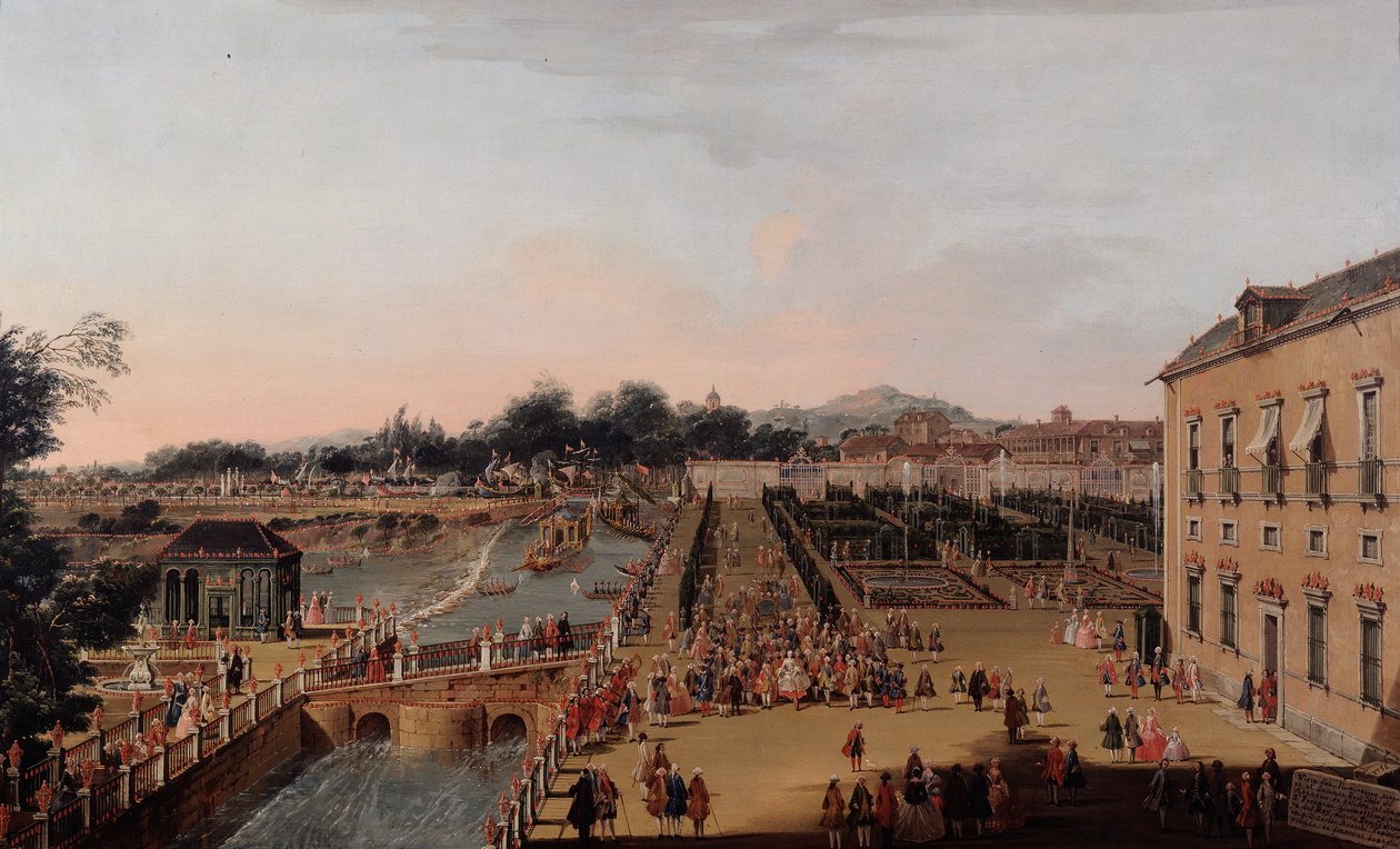 Aranjuez Bahçelerinde Bragançalı VI. Ferdinand ve Barbara, 1756 by Francesco Battaglioli