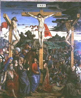 Aziz Jerome ve Aziz Francis ile Çarmıha Gerilme (panel) by Francesco Bianchi Ferrari