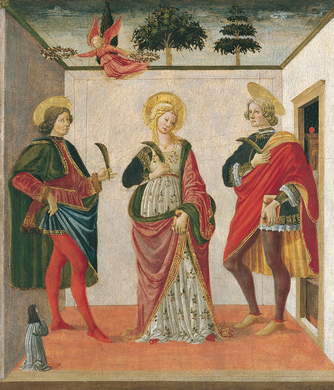 Bir Donör ile Aziz Valerian ve Aziz Tiburtius arasında Aziz Cecilia by Francesco Botticini