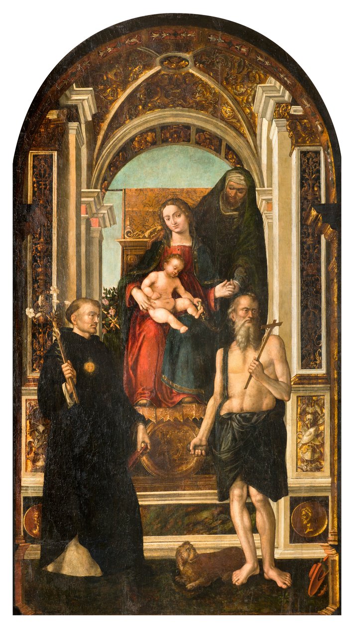 Kuzey Transept, Saint Nicholas Sunağı, Madonna Enthroned ve Çocuk Saint Anne Tolentino ve Jerome Azizleri Nicholas, Francesco Casella 1510 by Francesco Casella