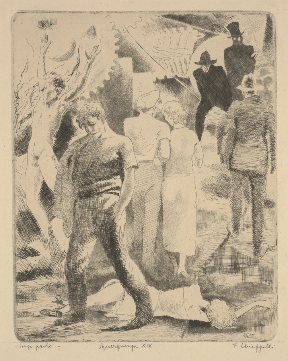 Sebepsiz, c.1920 (gravür) by Francesco Chiappelli