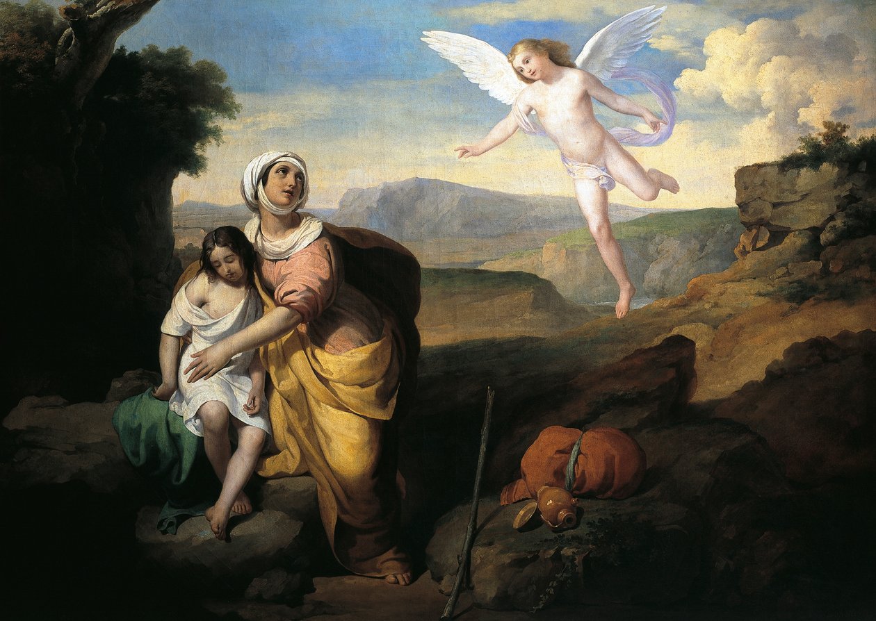 Melek tarafından ziyaret edilen Hacer ve İsmail, 1846 dolaylarında, Francesco Coghetti (1804-1875), tuval üzerine yağlıboya, 96x132 cm by Francesco Coghetti