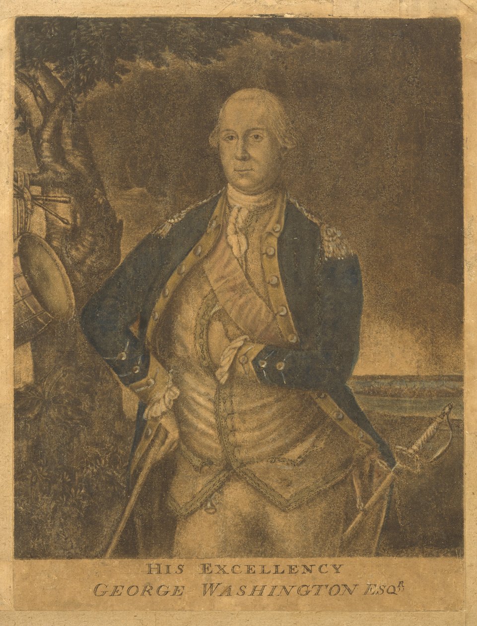 Ekselansları, George Washington Av., c. 1776 (mezzotint) by Francesco Fergola