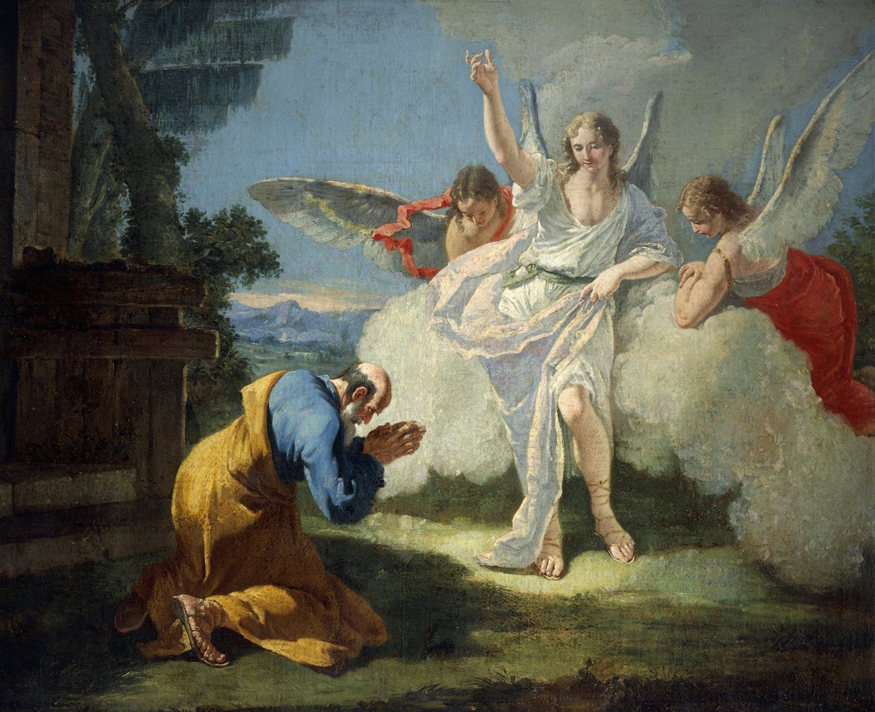 İbrahim melekler tarafından ziyaret edilir, Francesco Fontebasso (1707-1769) by Francesco Fontebasso
