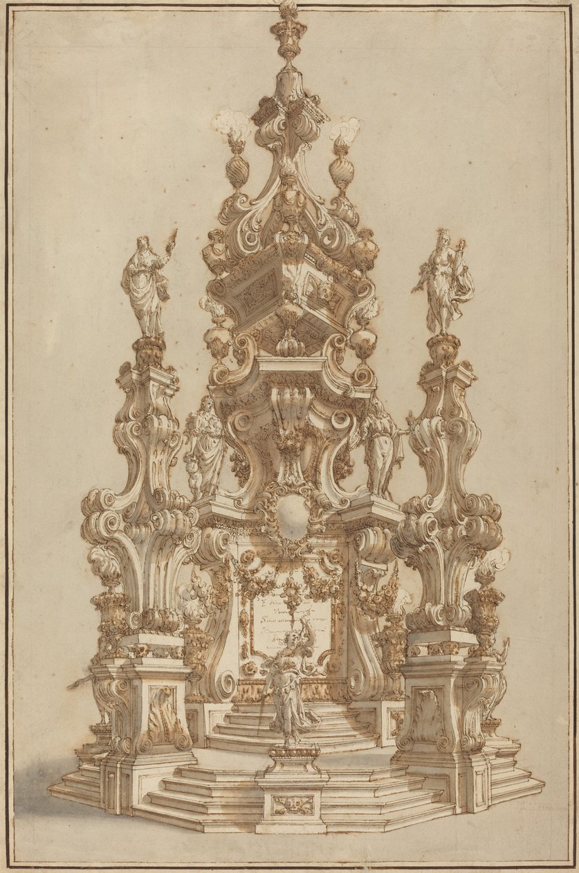 Ölen Bir Asil İçin Muhteşem Katafalk by Francesco Galli Bibiena