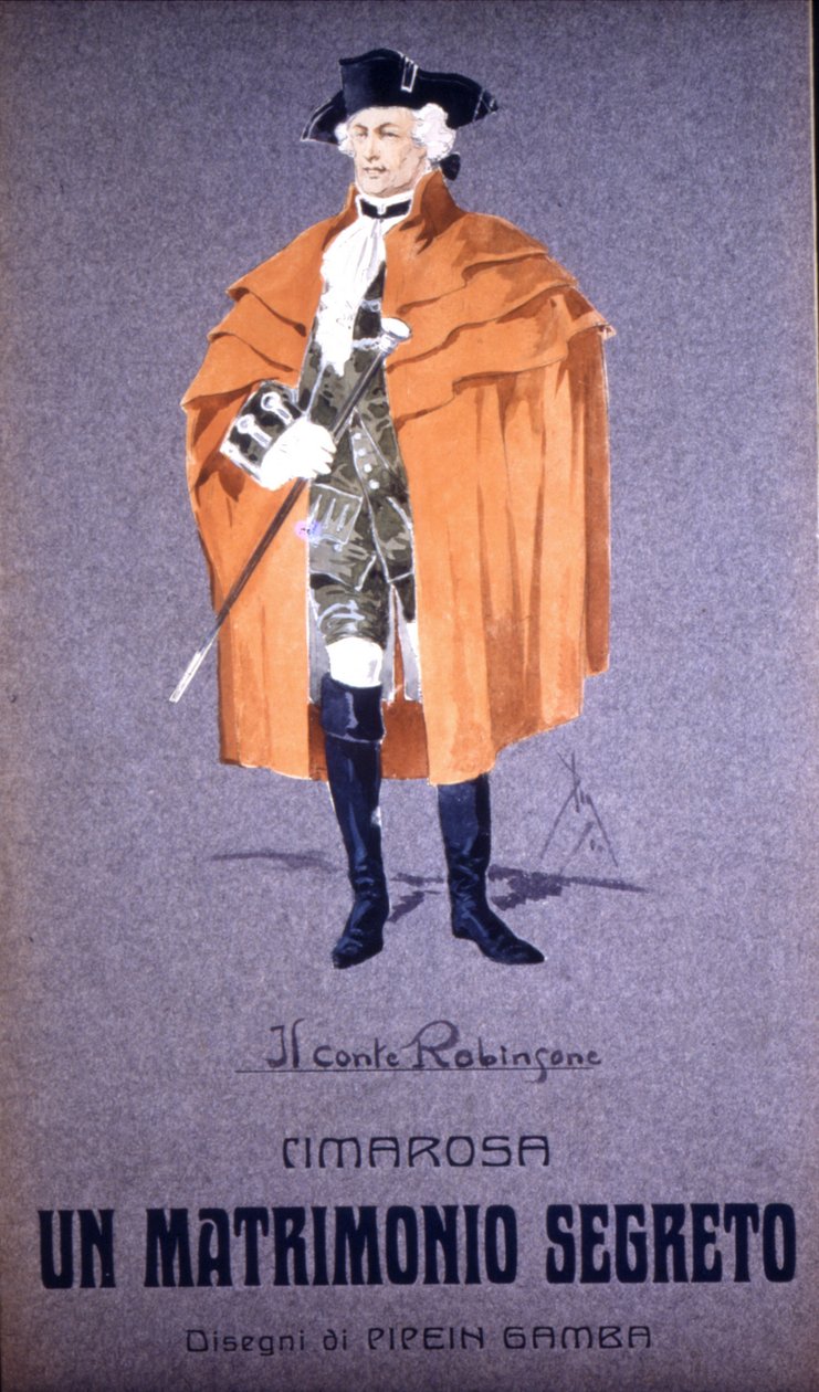 Domenico Cimarosa (1749 - 1801) tarafından "Gizli Evlilik" de "" Kont Robinson "" karakteri. F. Gamba Kostümü - Milan Scala by Francesco Gamba