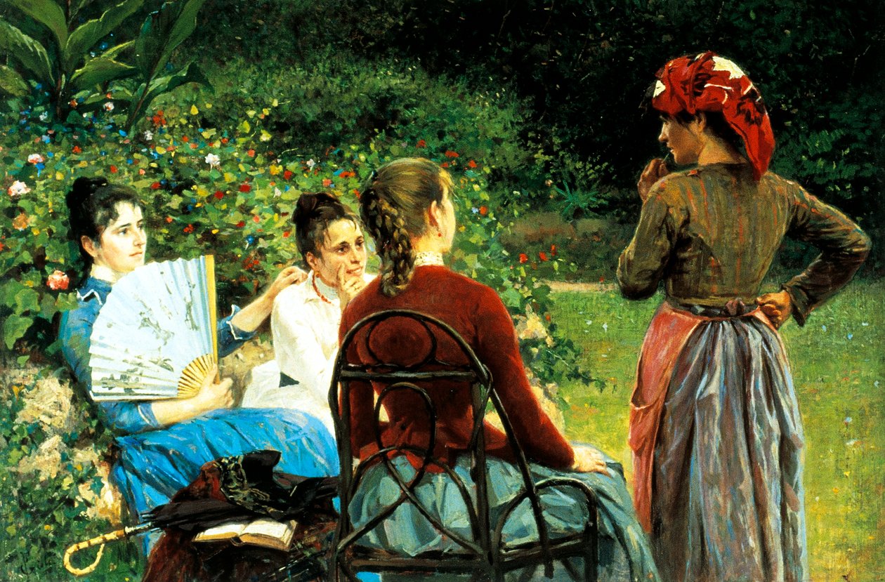 Fernanda Gioli ve arkadaşları, Francesco Gioli (1846-1922), tuval üzerine yağlı boya, 45x68 cm by Francesco Gioli