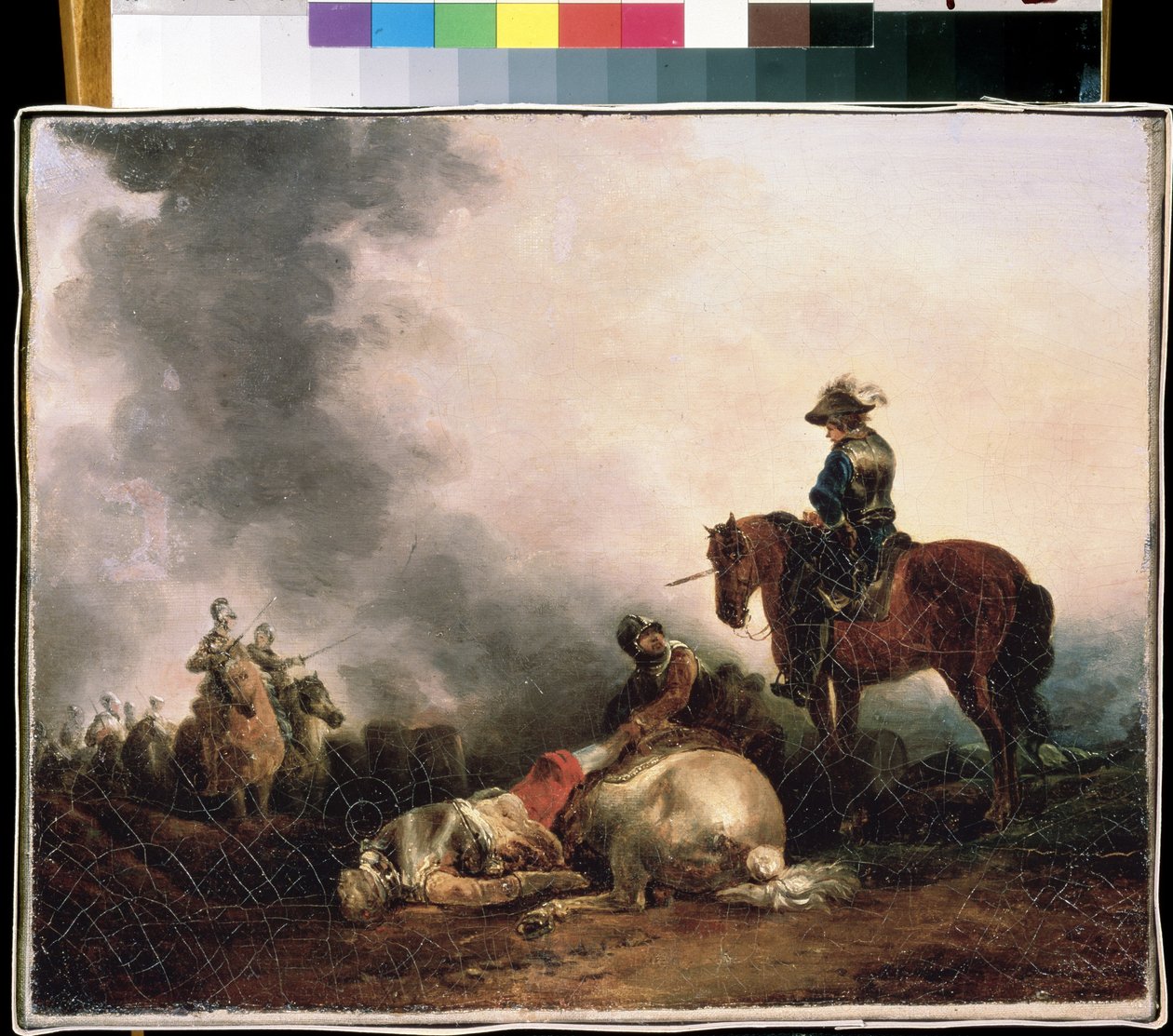 ""Savaştan sonra"" (Savaştan sonra) Savaş alegorisi, bir savaşçı öldürür. Tablo Francesco Giuseppe Casanova (1727-1802) Mikhail Kroshitsky Sanat Müzesi, Sivastopol (Sivastopol) Ukrayna by Francesco Giuseppe Casanova
