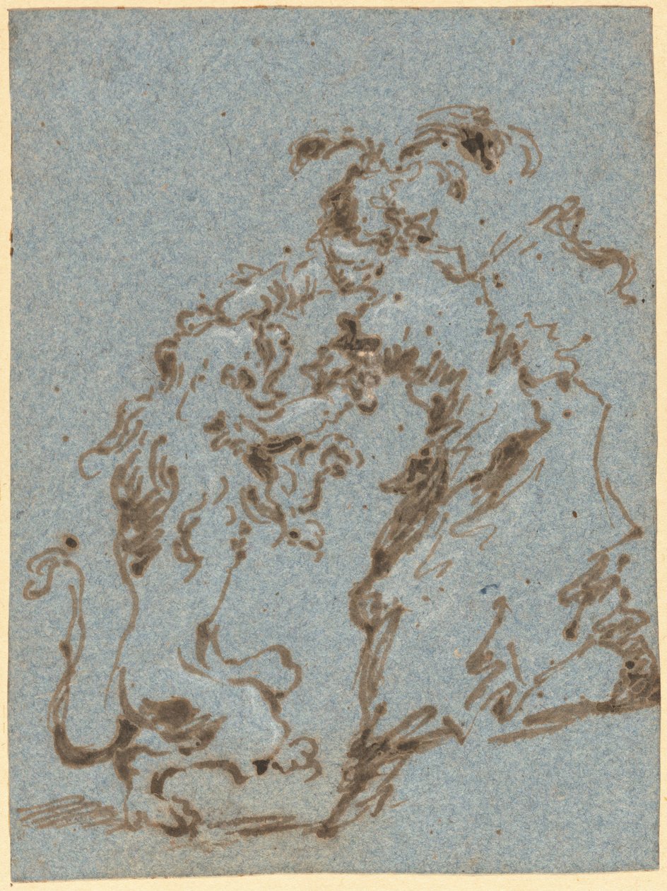 Aslanla Mücadele Eden Şık Giyimli Kadın by Francesco Guardi