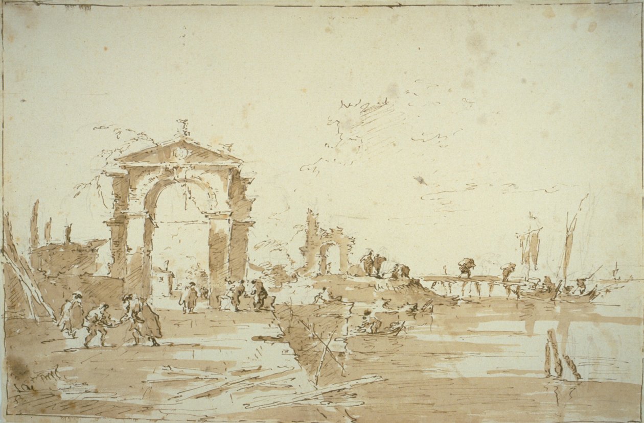 İniş Köprüsü Yakınındaki Ağ Geçidi by Francesco Guardi