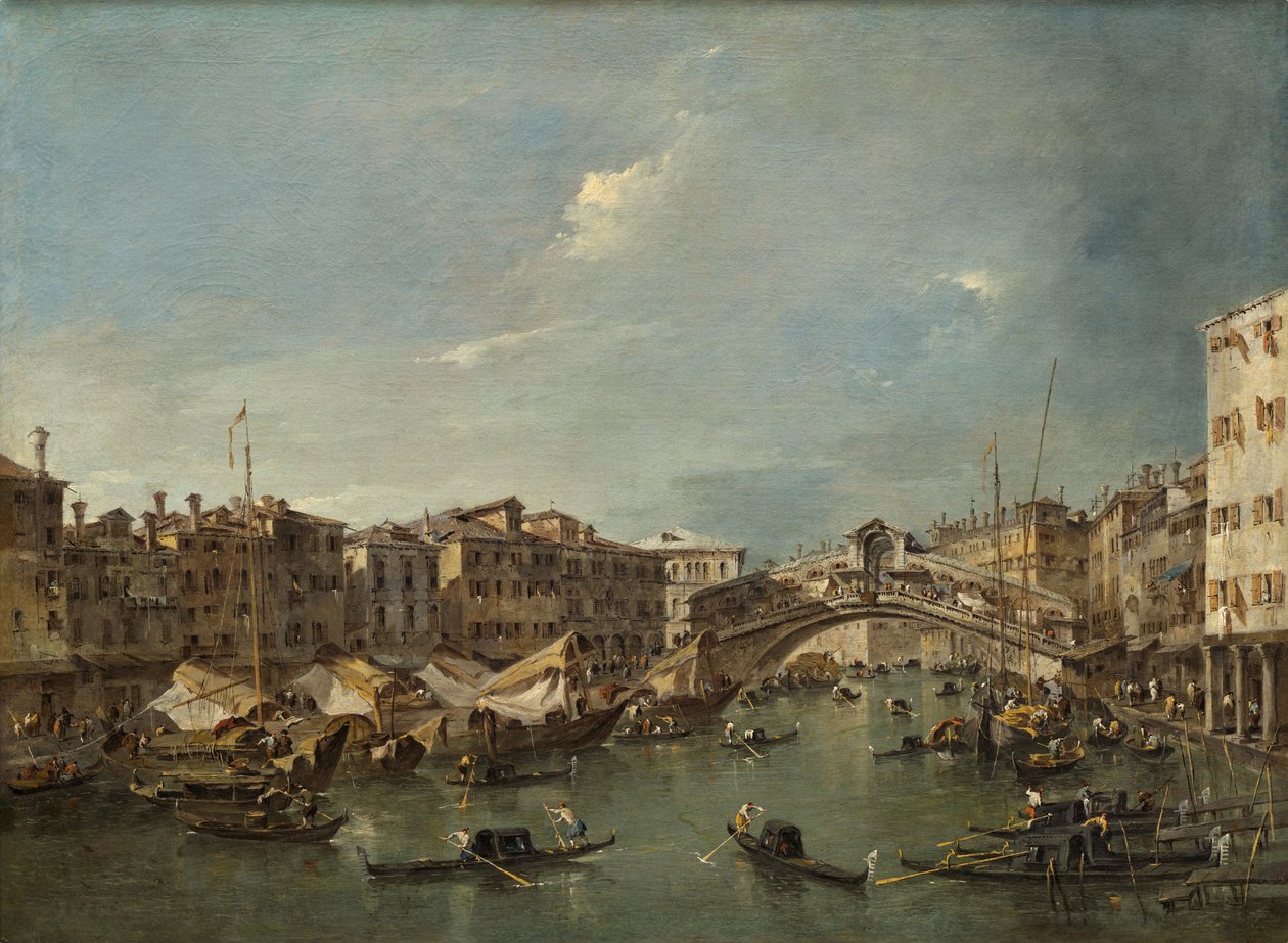 Rialto Köprüsü, Venedik ile Büyük Kanal by Francesco Guardi