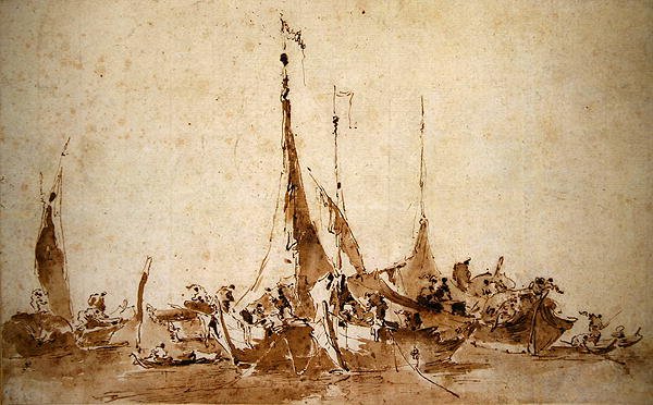 Balıkçı Tekneleri Çalışmaları (kalem-mürekkep ve kağıt üzerinde yıkama) by Francesco Guardi