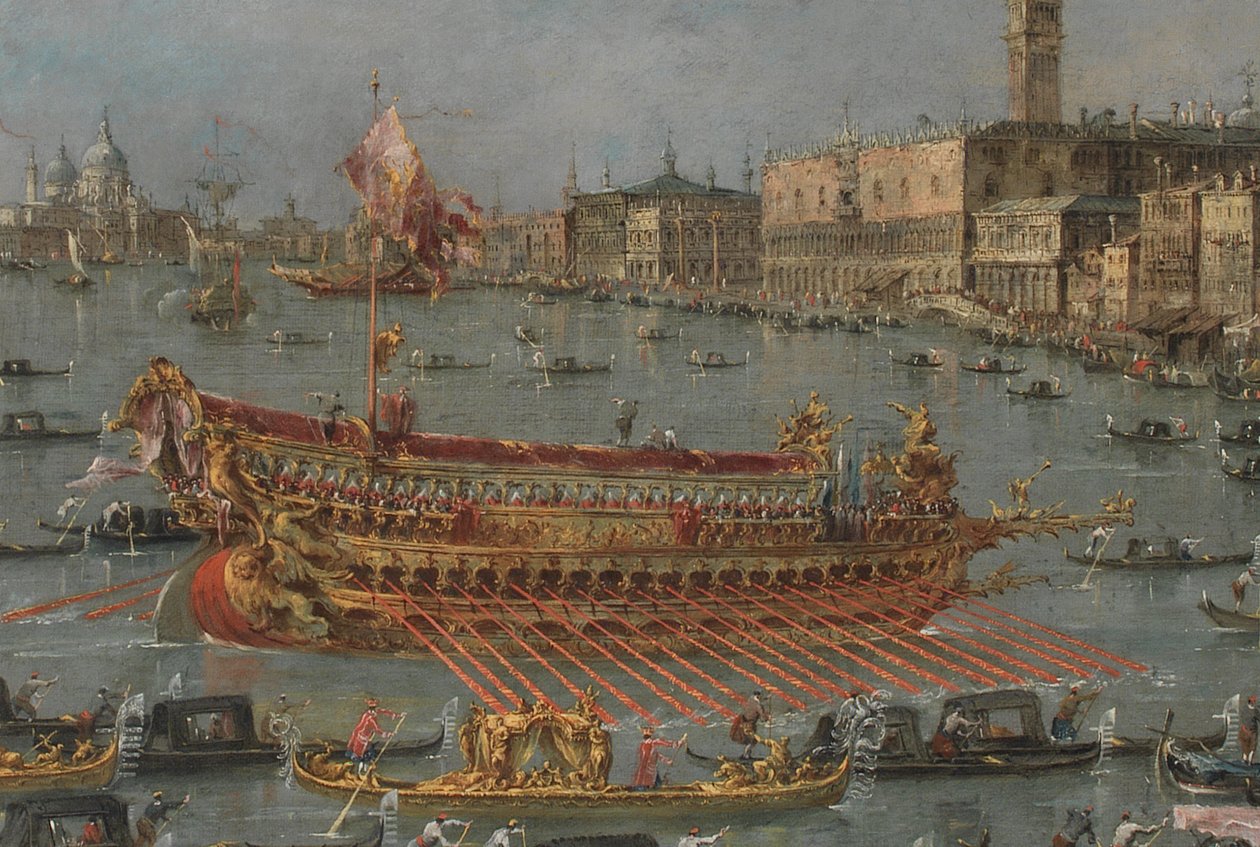 Venedik Bucintoro Festivali. Bucintoro ile Bacino di S. Marco, Doges State Barge, Yükseliş Gününde (detay), 1780-93 by Francesco Guardi