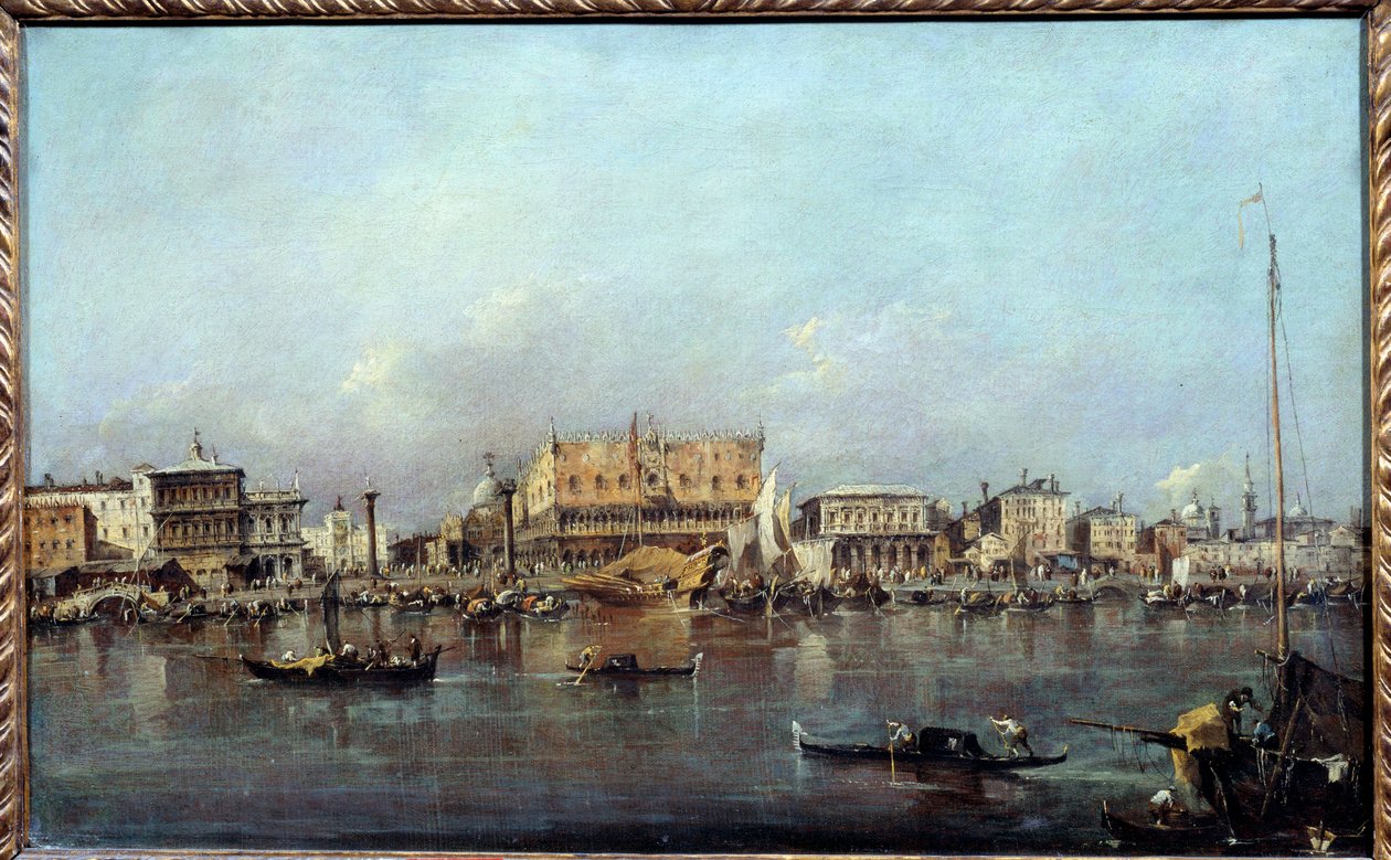 Doge Sarayı denizden görülen resim Francesco Guardi (1712-1793) 18. yüzyıl Güneşi. 0,42x0,68m. by Francesco Guardi