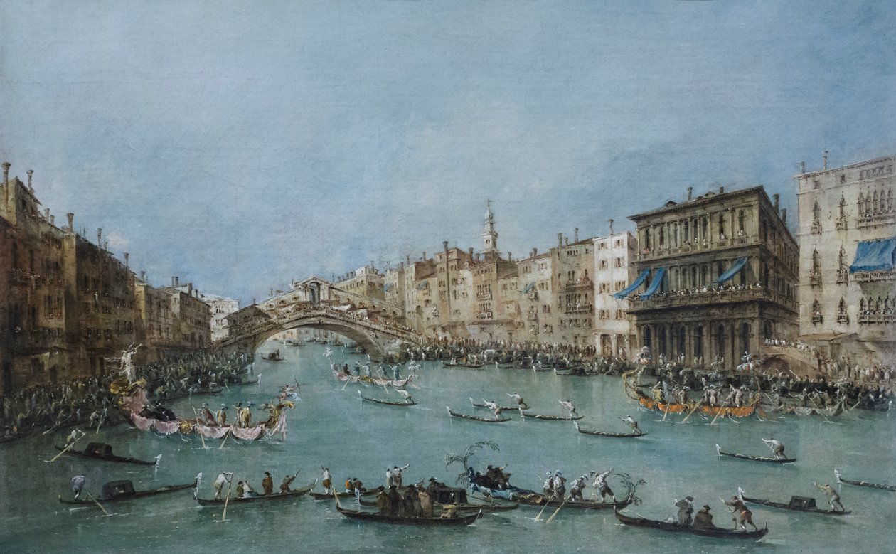 Rialto köprüsü yakınındaki büyük kanal by Francesco Guardi