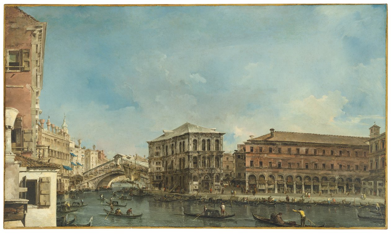 Venedik: Palazzo dei Camerlenghi ile Rialto Köprüsü by Francesco Guardi