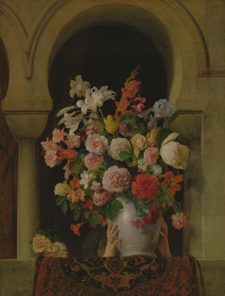Harem Penceresindeki Vazoda Çiçekler, 1881 by Francesco Hayez