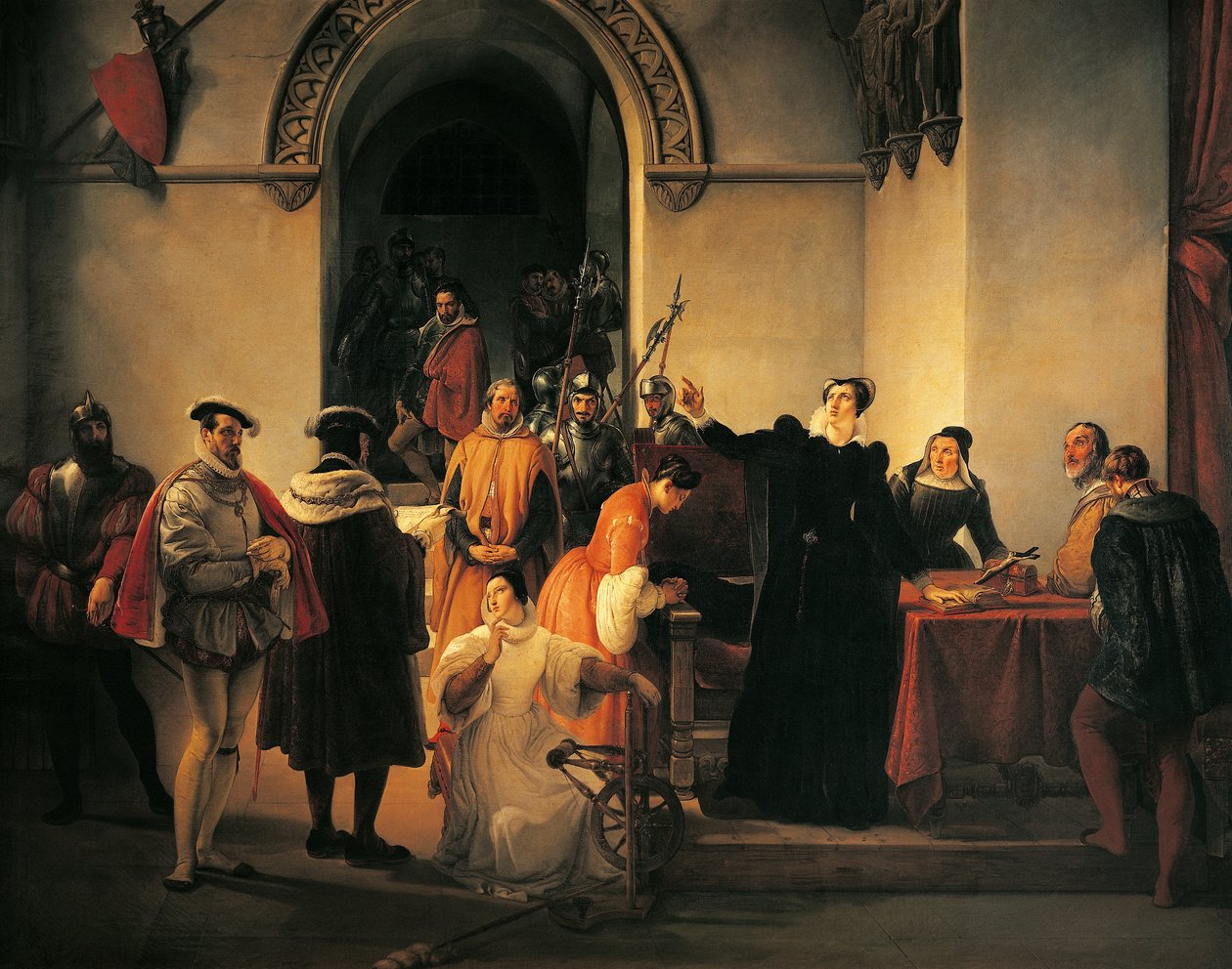 İskoç Kraliçesi Mary, ölüm cezası okunurken şeriflerin önünde masumiyetini protesto ederken, Francesco Hayez (1791-1882) by Francesco Hayez